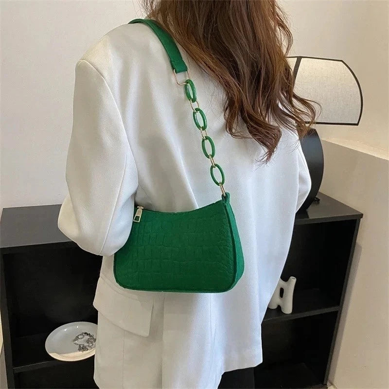 Novo estilo coreano moda criativa pequena bolsa quadrada de lã de fibra para mulheres