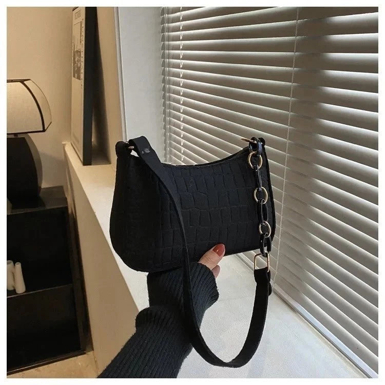 Novo estilo coreano moda criativa pequena bolsa quadrada de lã de fibra para mulheres