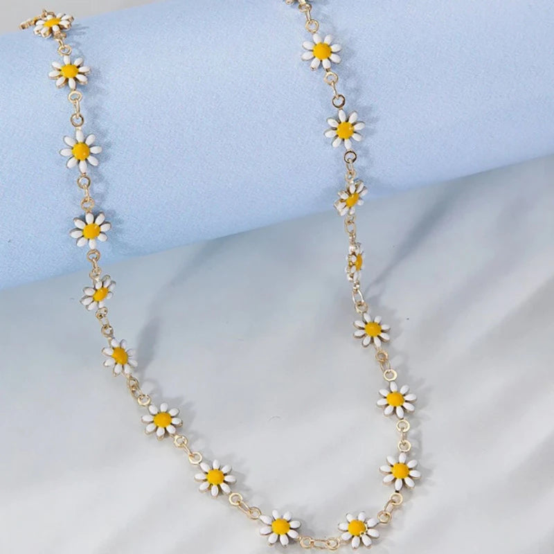 Colar De Margarida De Verão Feminino Pingente Floral Na Moda Boho Jóias Acessório De Festa Diária