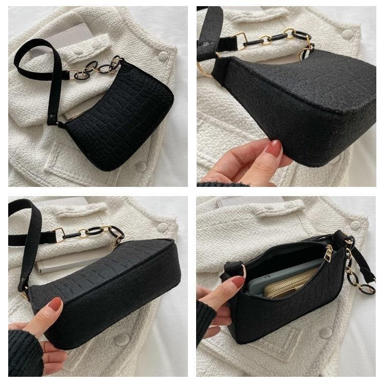 Novo estilo coreano moda criativa pequena bolsa quadrada de lã de fibra para mulheres