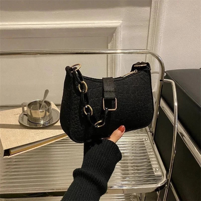 Novo estilo coreano moda criativa pequena bolsa quadrada de lã de fibra para mulheres