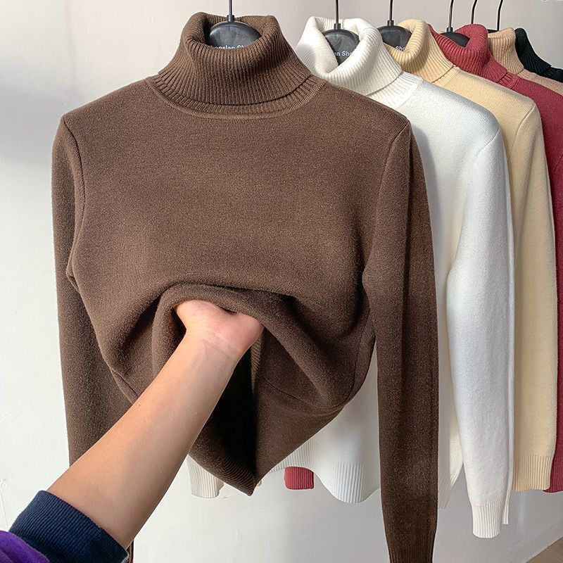 Suéter Grosso De Gola Alta Para Mulheres No Inverno 2025