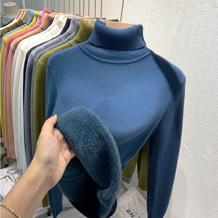 Suéter Grosso De Gola Alta Para Mulheres No Inverno 2025
