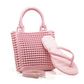 Kit Praia Bolsa Mão + Chinelo Pérola Feminina Injetada Em Pvc Barato Várias Cores