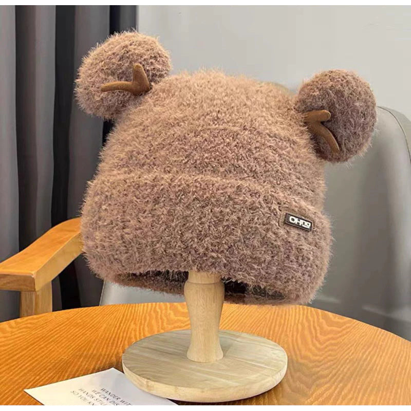 GOODTHIS Chapéu De Pelúcia , Orelha De Urso Fofo E Quente , Casual Skullcap Winter