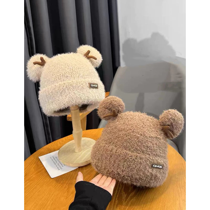 GOODTHIS Chapéu De Pelúcia , Orelha De Urso Fofo E Quente , Casual Skullcap Winter