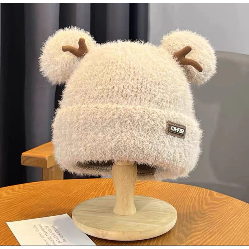 GOODTHIS Chapéu De Pelúcia , Orelha De Urso Fofo E Quente , Casual Skullcap Winter