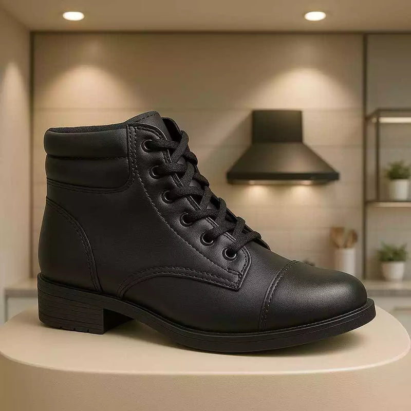 Bota Coturno Casual Feminina Cano Curto Baixo Médio Confortável Macia