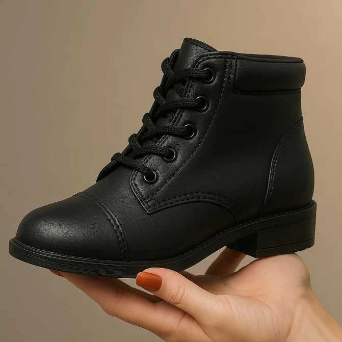 Bota Coturno Casual Feminina Cano Curto Baixo Médio Confortável Macia