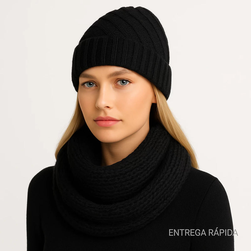 Touca e Cachecol Gorro e Gola moda fashion inverno elegante