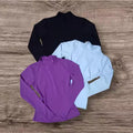 Kit 3 Blusas Cacharrel Lisa Feminina Gola Alta Manga Longa Suplex