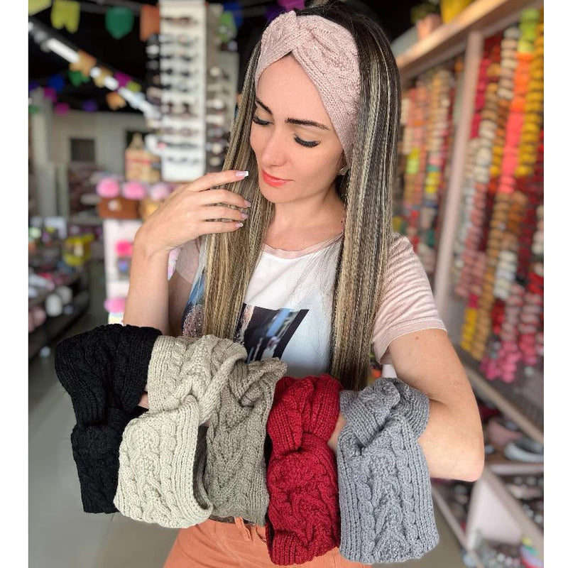 Duplinha de Faixa de Lã Feminina Borda Larga Acessórios Para Cabelos Estilo e Conforto Moda Inverno