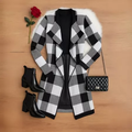 Cardigan Xadrez Casaco Kimono Sobretudo Tricô