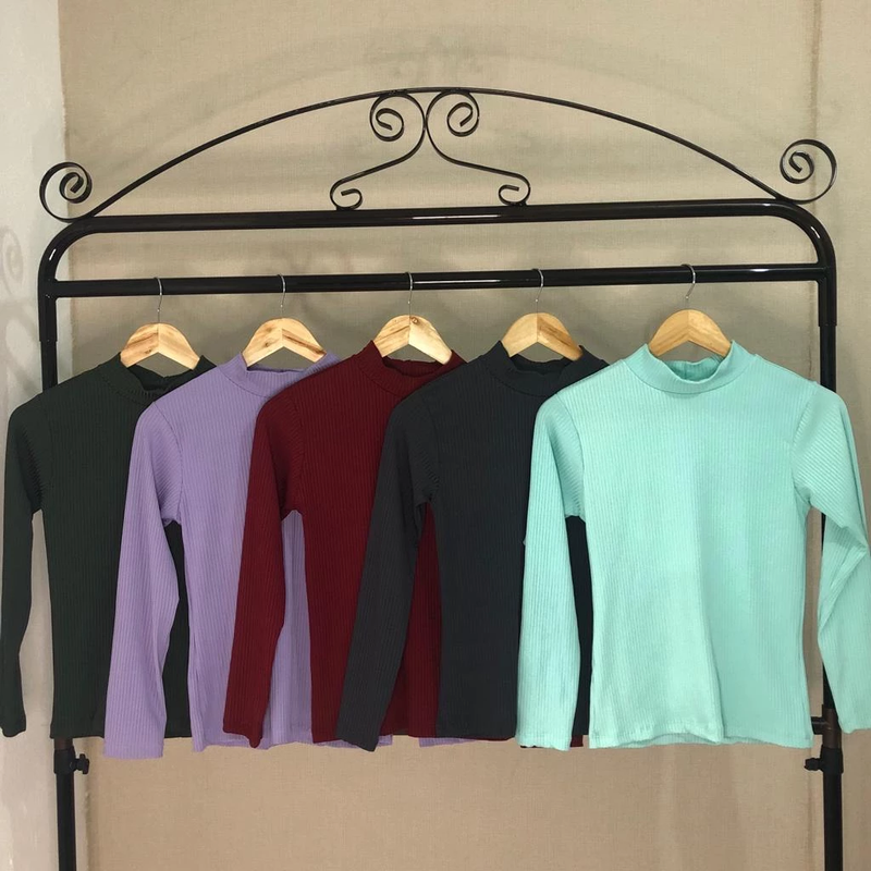 Kit 5 Blusa de Frio Feminina Cacharrel Gola Alta Manga Longa Frio