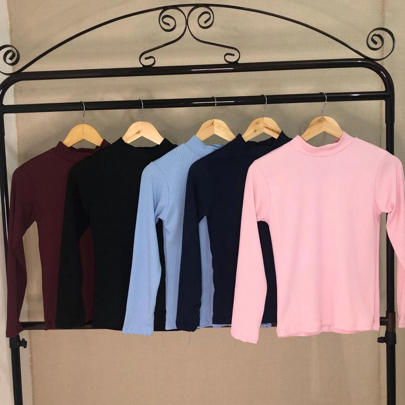 Kit 5 Blusa de Frio Feminina Cacharrel Gola Alta Manga Longa Frio