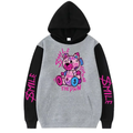 Blusa Moletom Canguru Capuz E Bolso Flanelado Unissex Streetwear Feminino urso Smile Tumblr manga moda