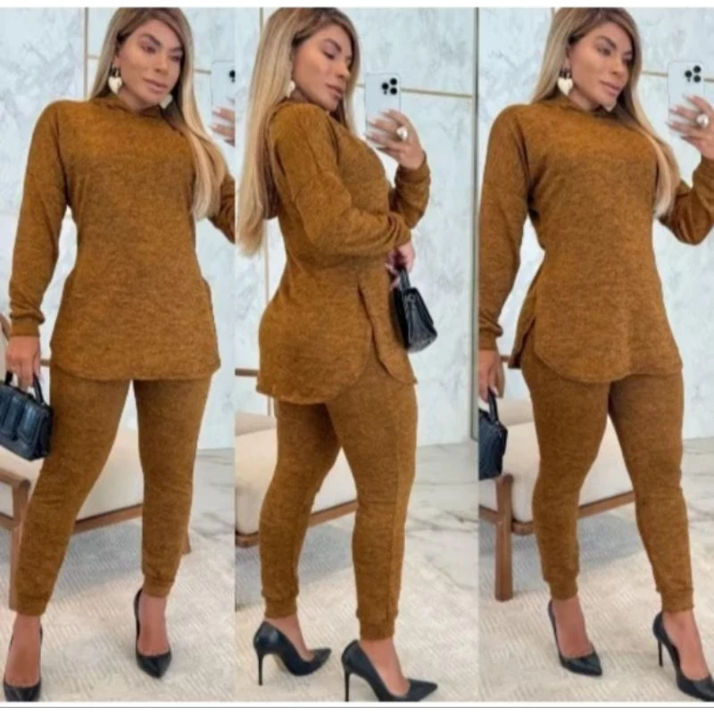 Conjunto Lanzinha mais vendidos casual capuz e cordão bolso