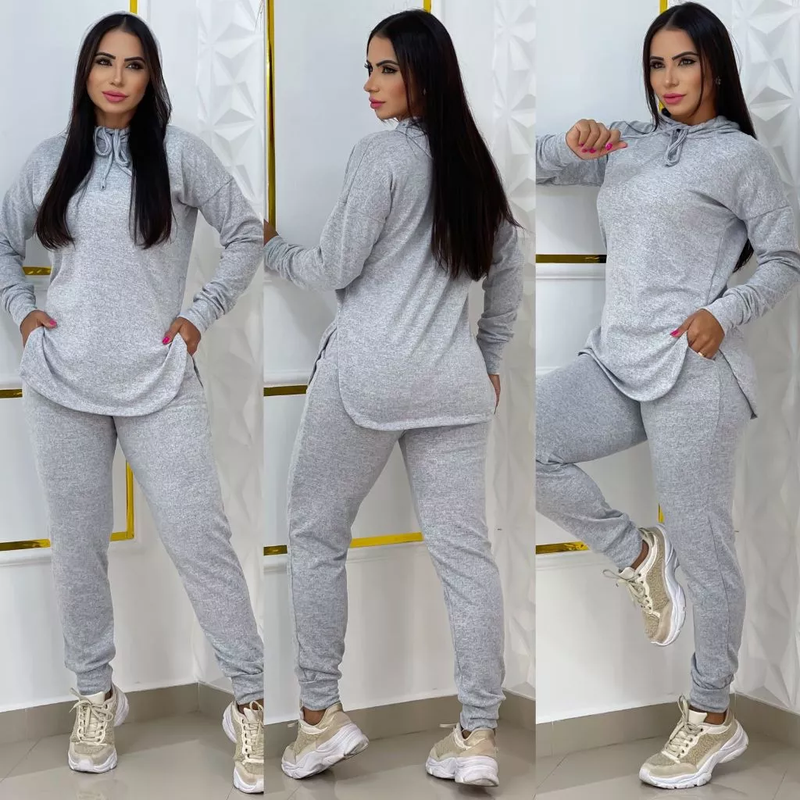 Conjunto Lanzinha mais vendidos casual capuz e cordão bolso