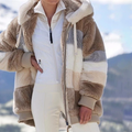 Nova Jaqueta Feminina Com Capuz De Pelúcia Multicolorida Para Outono/Inverno