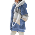 Nova Jaqueta Feminina Com Capuz De Pelúcia Multicolorida Para Outono/Inverno