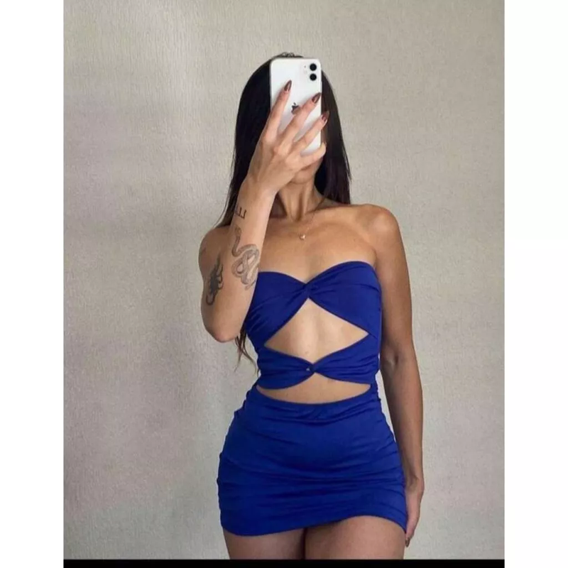 Vestido Curto Torcido Feminino Coladinho Com Bojo Moda Blogueirinha