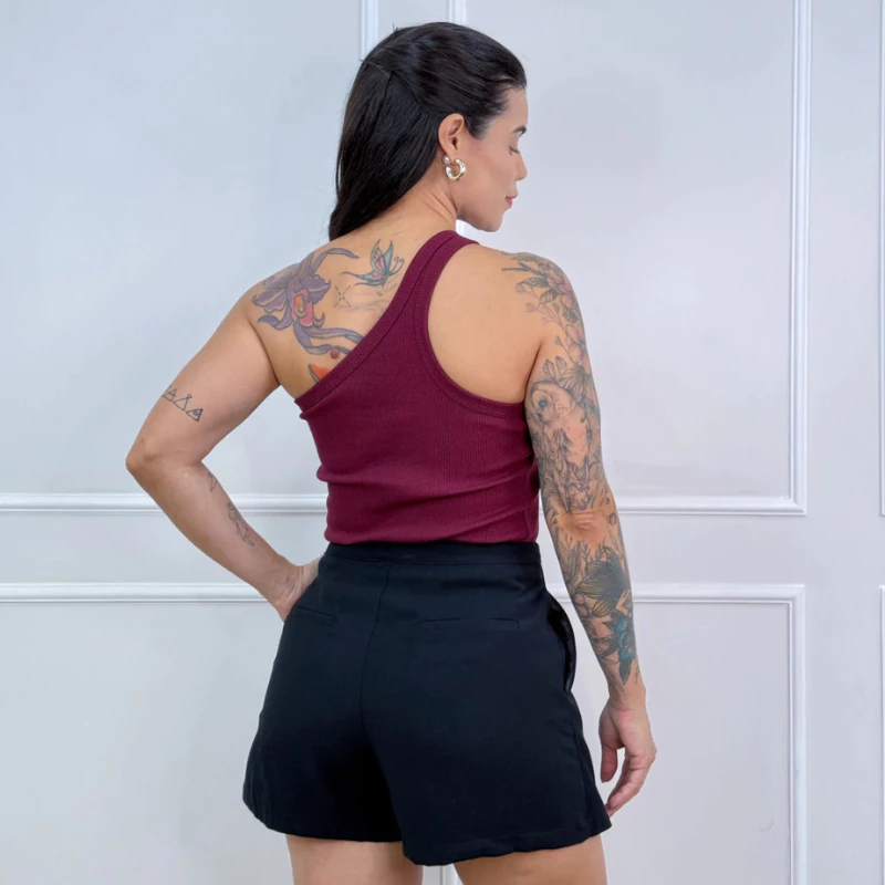 Kit 2 Blusas Feminina Mula Manga Ribana Canelada Nula Manca Ombro Só Básica Social Elegante Premium