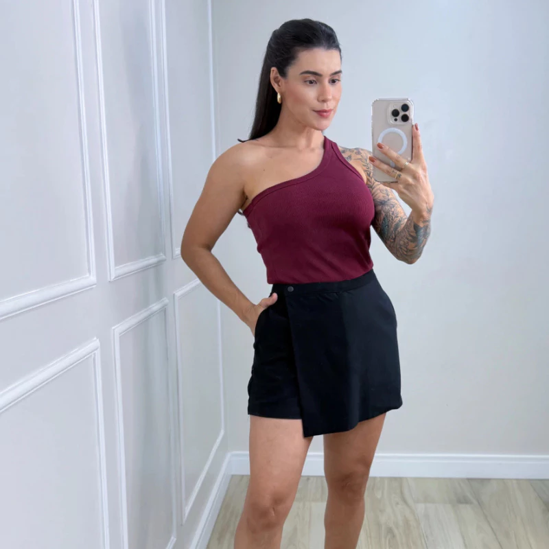 Kit 2 Blusas Feminina Mula Manga Ribana Canelada Nula Manca Ombro Só Básica Social Elegante Premium