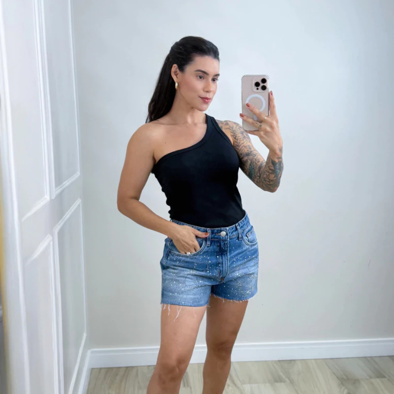 Kit 2 Blusas Feminina Mula Manga Ribana Canelada Nula Manca Ombro Só Básica Social Elegante Premium