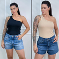 Kit 2 Blusas Feminina Mula Manga Ribana Canelada Nula Manca Ombro Só Básica Social Elegante Premium