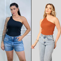 Kit 2 Blusas Feminina Mula Manga Ribana Canelada Nula Manca Ombro Só Básica Social Elegante Premium