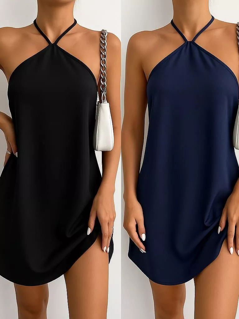 Vestido Alcinha Mídi Costas Nua Frente Única Sexy Curto Sem Bojo