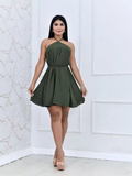 Vestido Alcinha Mídi Costas Nua Frente Única Sexy Curto Sem Bojo