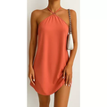 Vestido Alcinha Mídi Costas Nua Frente Única Sexy Curto Sem Bojo