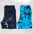 Kit 2 Shorts Fitness Marmorizado Roupa Academia Cintura Alta Feminino Tie Dye Zero Transparencia