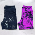 Kit 2 Shorts Fitness Marmorizado Roupa Academia Cintura Alta Feminino Tie Dye Zero Transparencia
