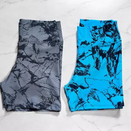 Kit 2 Shorts Fitness Marmorizado Roupa Academia Cintura Alta Feminino Tie Dye Zero Transparencia