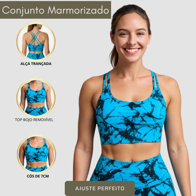 Kit 2 Top Trançado Bojo Tie Dye Marmorizado Roupa Academia Moda Feminina Premium Cropped Sutiâ