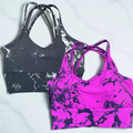 Kit 2 Top Trançado Bojo Tie Dye Marmorizado Roupa Academia Moda Feminina Premium Cropped Sutiâ