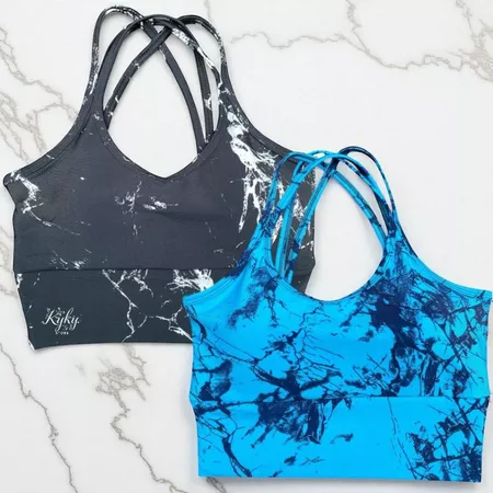 Kit 2 Top Trançado Bojo Tie Dye Marmorizado Roupa Academia Moda Feminina Premium Cropped Sutiâ