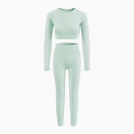 Conjunto top com calça fitness academia feminino cintura alta moda zero transparência