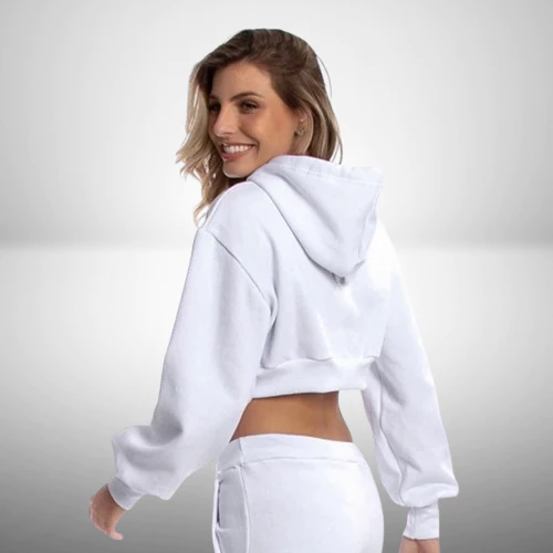 Casaco de Frio Blusa Cropped Modelo Blogueirinha Moda Inverno