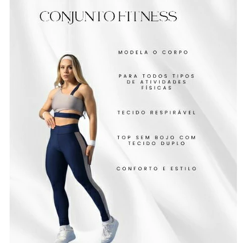 Conjunto Academia Fitness Top + Calça Legging Estilo Premium