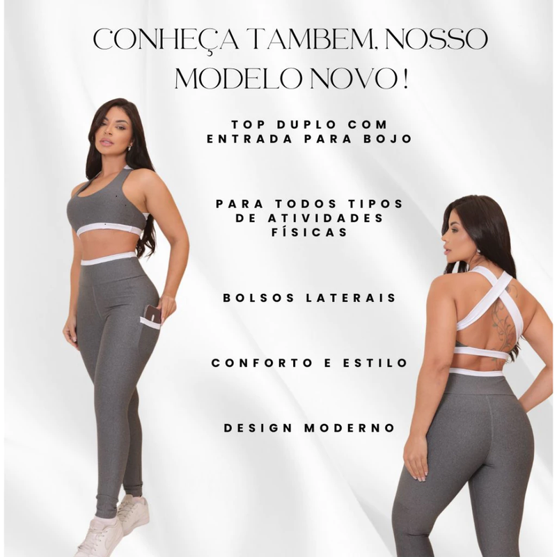 Conjunto Academia Fitness Top + Calça Legging Estilo Premium