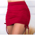 Saia Curta Drapeada Na Lateral Franzida Ajustável Moda Femenina
