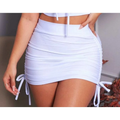 Saia Curta Drapeada Na Lateral Franzida Ajustável Moda Femenina