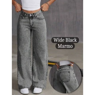 Calça Jeans Feminina Wide Leg rasgada pantalona