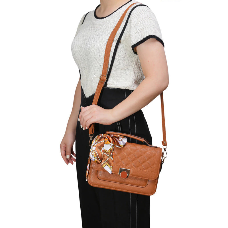 Bolsa Feminina Transversal Com Lencinho Bau Tiracolo Espaçosa Bolsa Feminina Estruturada Media Com Alça