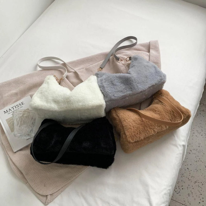 ME Mini Sacola , Bolsa De Compras Fofa Bolsas Femininas , Moda Pele Sintética Quente Inverno Macio Pelúcia