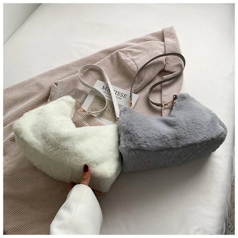 ME Mini Sacola , Bolsa De Compras Fofa Bolsas Femininas , Moda Pele Sintética Quente Inverno Macio Pelúcia
