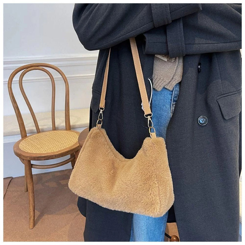 ME Mini Sacola , Bolsa De Compras Fofa Bolsas Femininas , Moda Pele Sintética Quente Inverno Macio Pelúcia